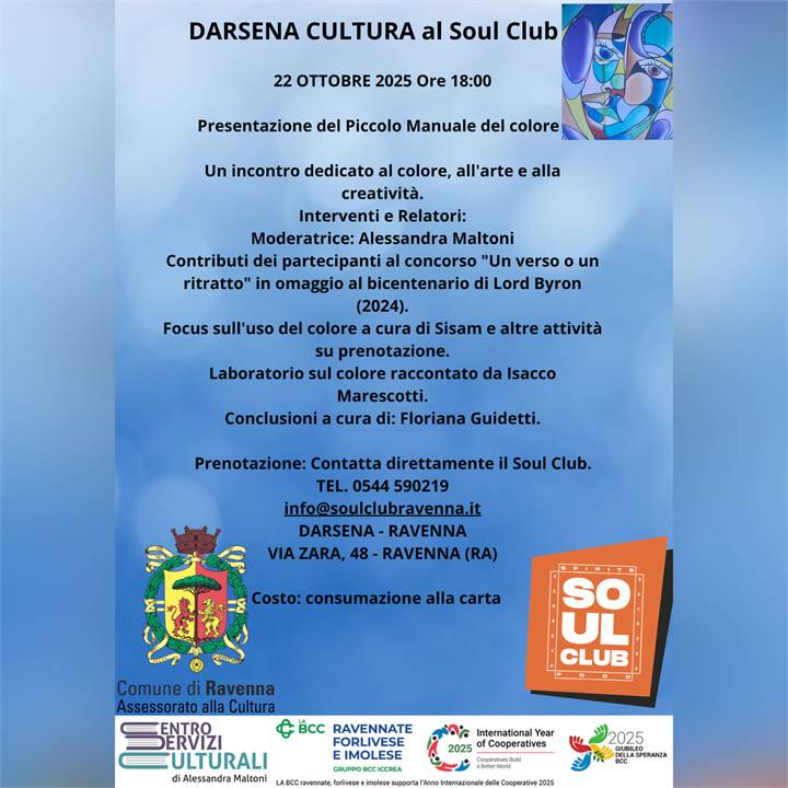 IL COLORE TRA ARTE, ARCHITETTURA E POESIA: PRESENTAZIONE DE "IL PICCOLO MANUALE DEL COLORE" AL SOUL CLUB DI RAVENNA